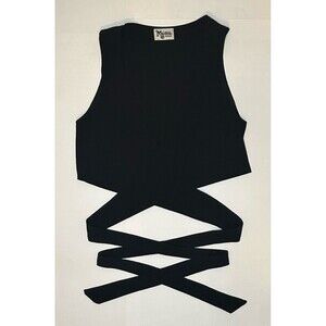 Show Me Your Mumu Conga Wrap Top Women’s Medium Black Sleeveless Stretch Blouse